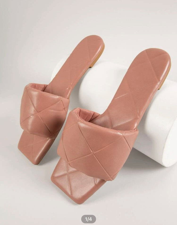 Faux Leather open toe Pink